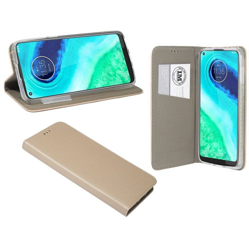 Elegante Buch-Tasche Smart Magnet für MOTOROLA MOTO G8 POWER Leder Optik Wallet Book-Style Cover Schale in Gold