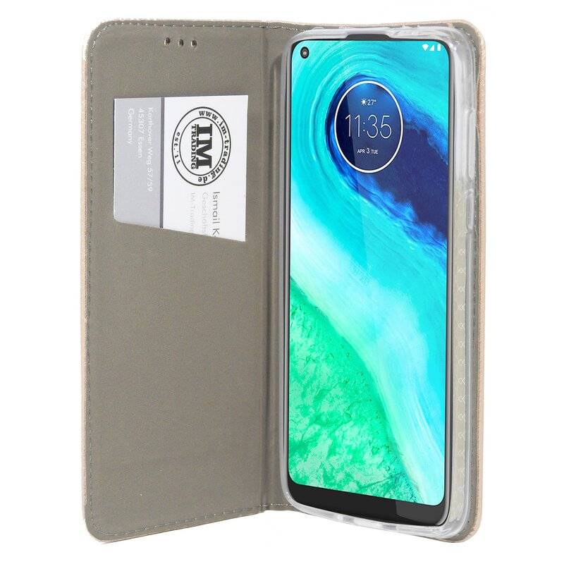 Elegante Buch-Tasche Smart Magnet für MOTOROLA MOTO G8 POWER Leder Optik Wallet Book-Style Cover Schale in Gold