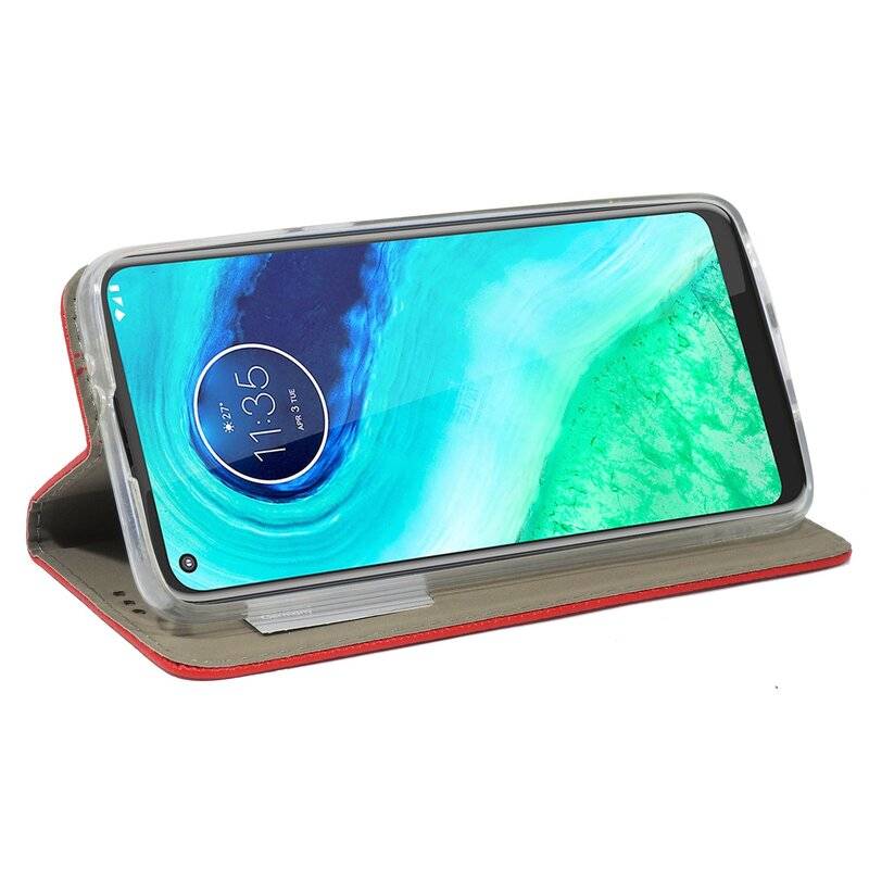 Elegante Buch-Tasche Smart Magnet für MOTOROLA MOTO G8 POWER Leder Optik Wallet Book-Style Cover Schale in Rot
