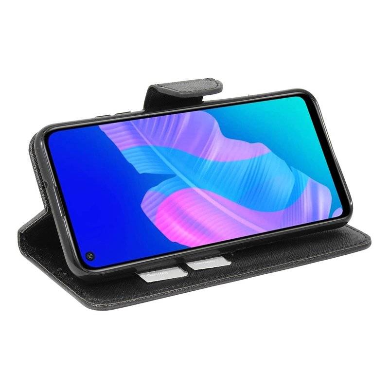 Buch Tasche "Fancy" für HUAWEI P40 LITE E Handy Hülle Etui Brieftasche Schutzhülle mit Standfunktion, Kartenfach Schwarz
