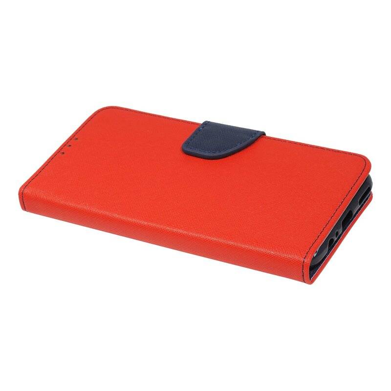 Buch Tasche "Fancy" für HUAWEI P40 LITE E Handy Hülle Schutzhülle mit Standfunktion, Kartenfach Rot-Blau