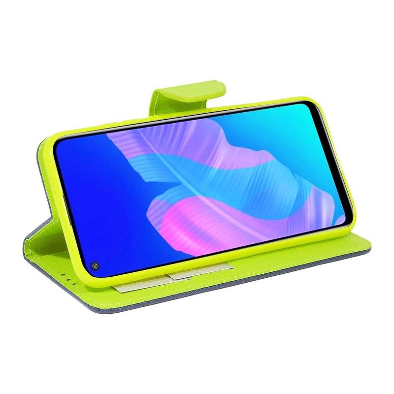 Buch Tasche "Fancy" für HUAWEI P40 LITE E Handy Hülle Schutzhülle mit Standfunktion, Kartenfach Blau-Grün