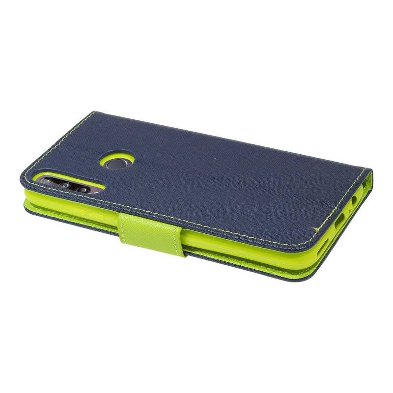 Buch Tasche "Fancy" für HUAWEI P40 LITE E Handy Hülle Schutzhülle mit Standfunktion, Kartenfach Blau-Grün