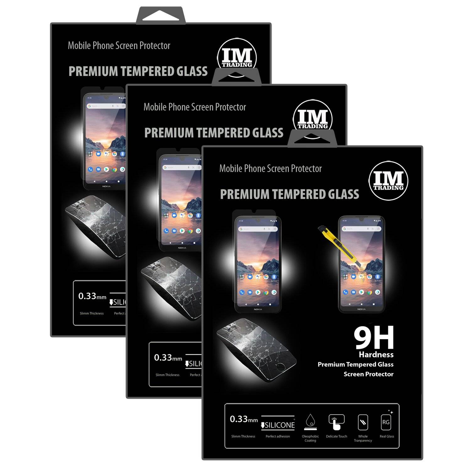 3X Schutz Schutz Glas 9H Tempered Glass Display Schutz Folie Display Glas Screen Protector für Nokia 1.3