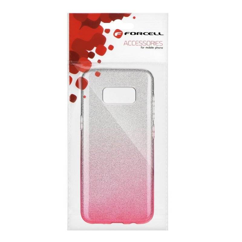Forcell Shining Silikonhülle Cover für Samsung Galaxy A41 (A415F) Schutzhülle Soft Case Schutz Motiv in Transparent Rosa