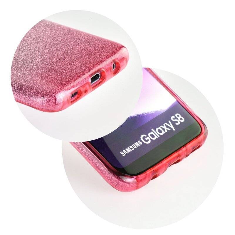 Forcell Shining Silikonhülle Cover für Samsung Galaxy A41 (A415F) Schutzhülle Soft Case Schutz Motiv in Transparent Rosa