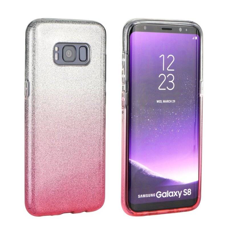 Forcell Shining Silikonhülle Cover für Samsung Galaxy A41 (A415F) Schutzhülle Soft Case Schutz Motiv in Transparent Rosa