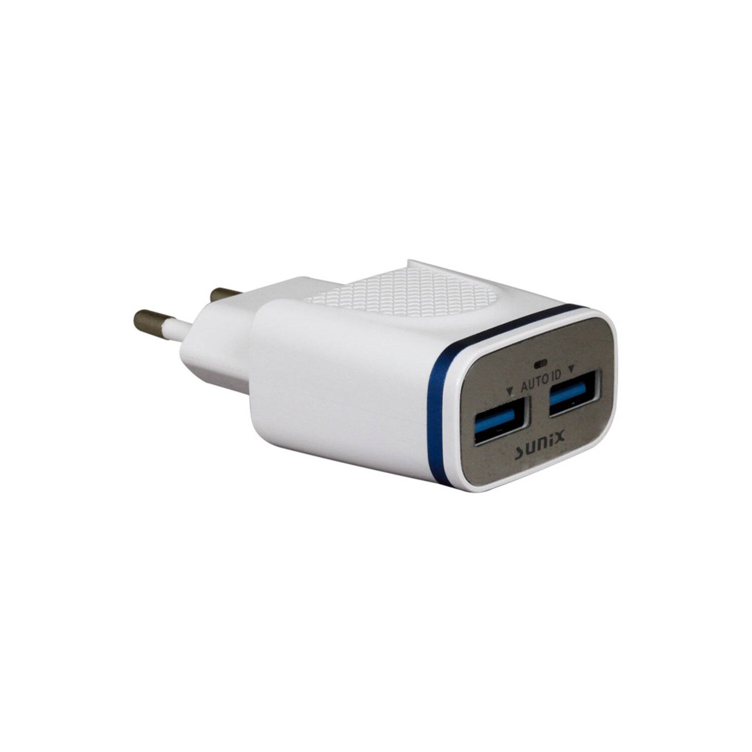 Sunix Netzteil Schnell Ladegerät 2,1A Tragbares 2X USB Dual Port Fast Charge + 1,2m iOS Kabel in Weiß
