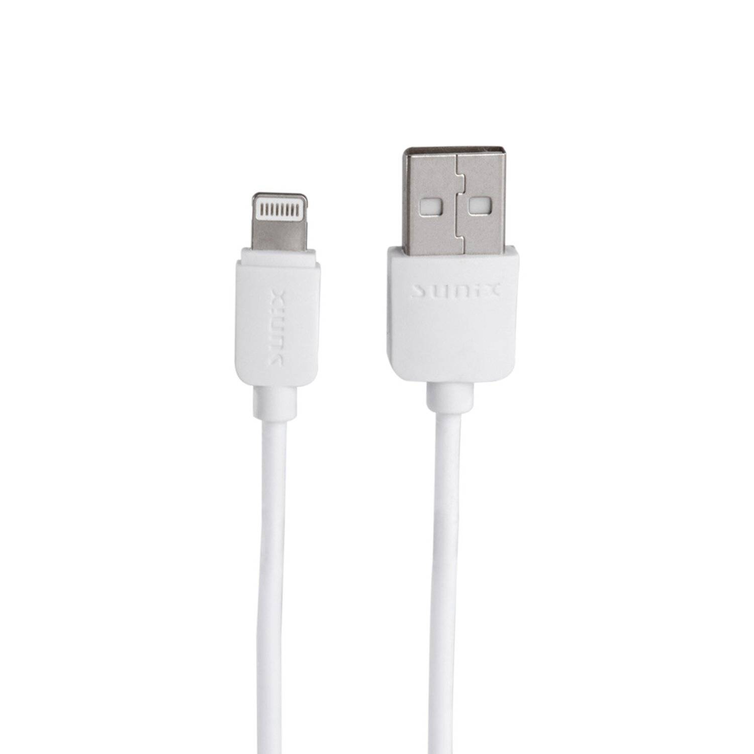 Sunix Netzteil Schnell Ladegerät 2,1A Tragbares 2X USB Dual Port Fast Charge + 1,2m iOS Kabel in Weiß