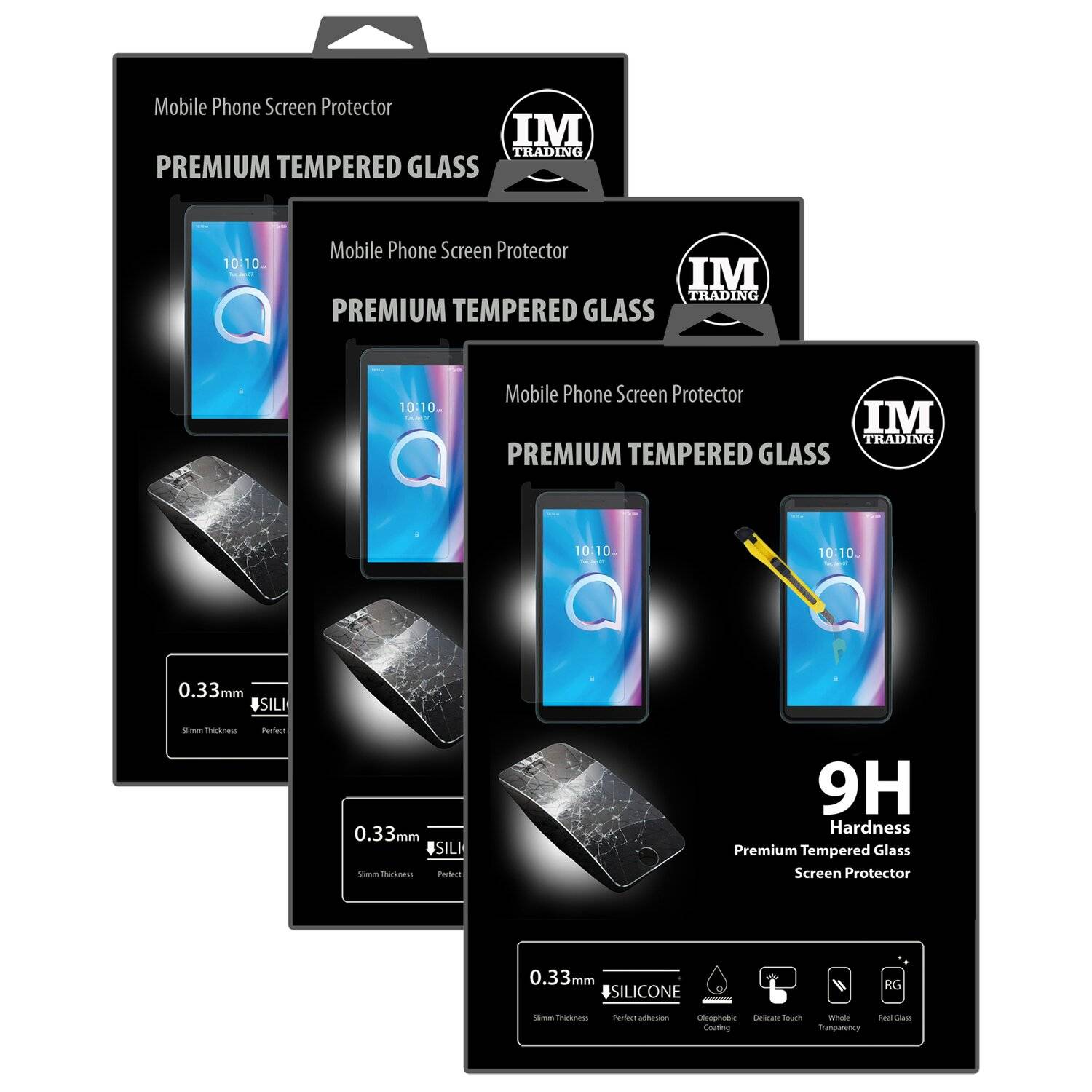 3X Schutz Schutz Glas 9H Tempered Glass Display Schutz Folie Display Glas Screen Protector für Alcatel 1B ( 2020 )