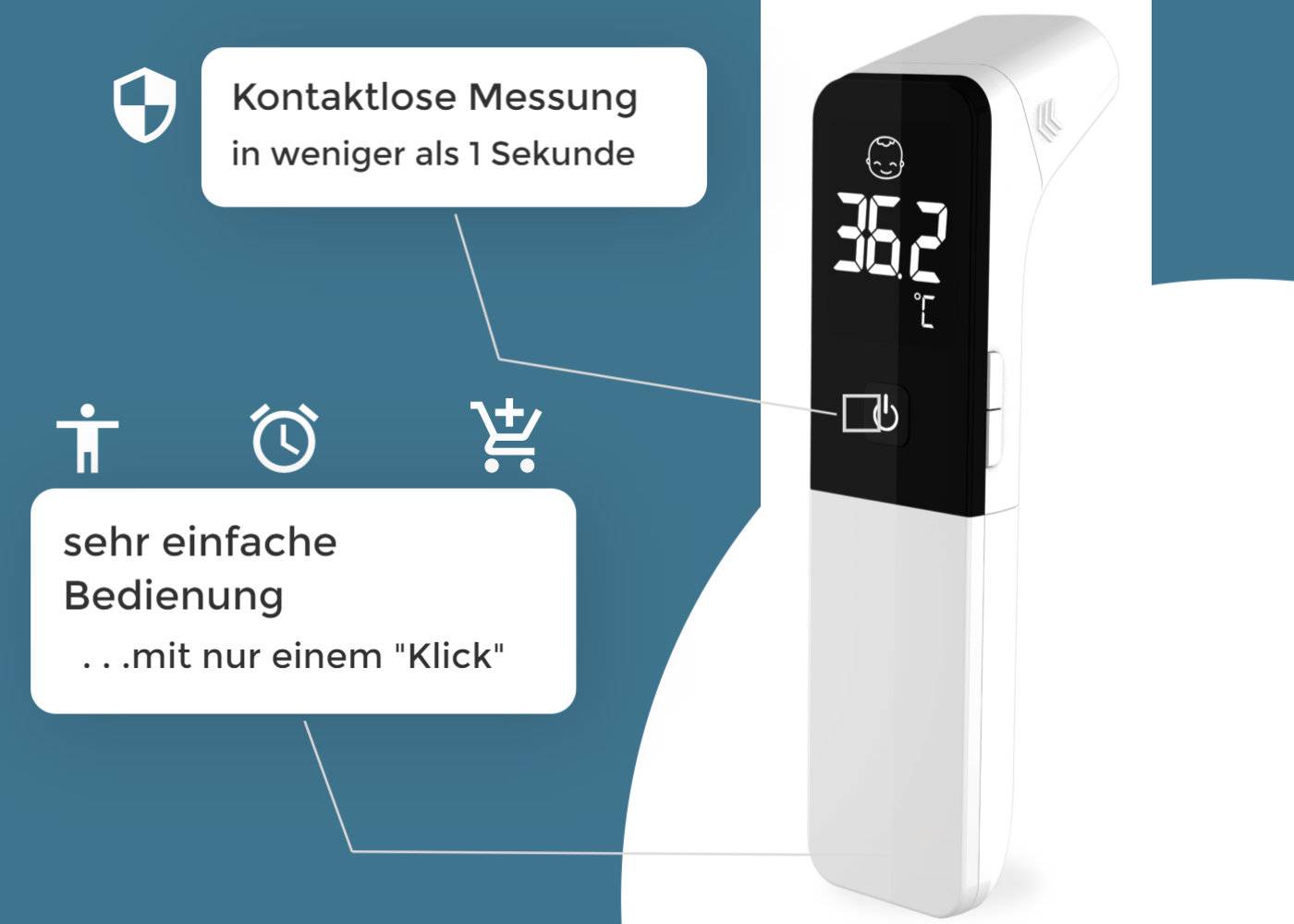 Infrarotthermometer IT20-Basic, Fieberthermometer kontaktlos medizinische Zulassung