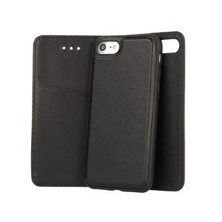 Vennus Twin 2in1 Buch Leder Tasche Schutz Flip Case Standfunktion Cover Handytasche Schale Etui Schwarz kompatibel mit Huawei Y7 2019