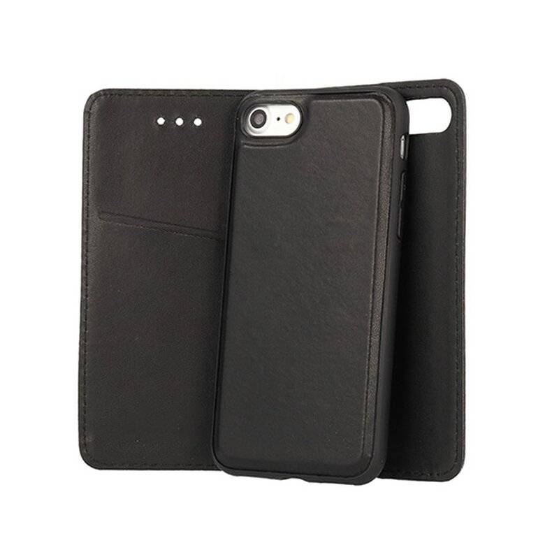 Vennus Twin 2in1 Buch Leder Tasche Schutz Flip Case Standfunktion Cover Handytasche Schale Etui Schwarz für Samsung Galaxy S9 Plus G965F