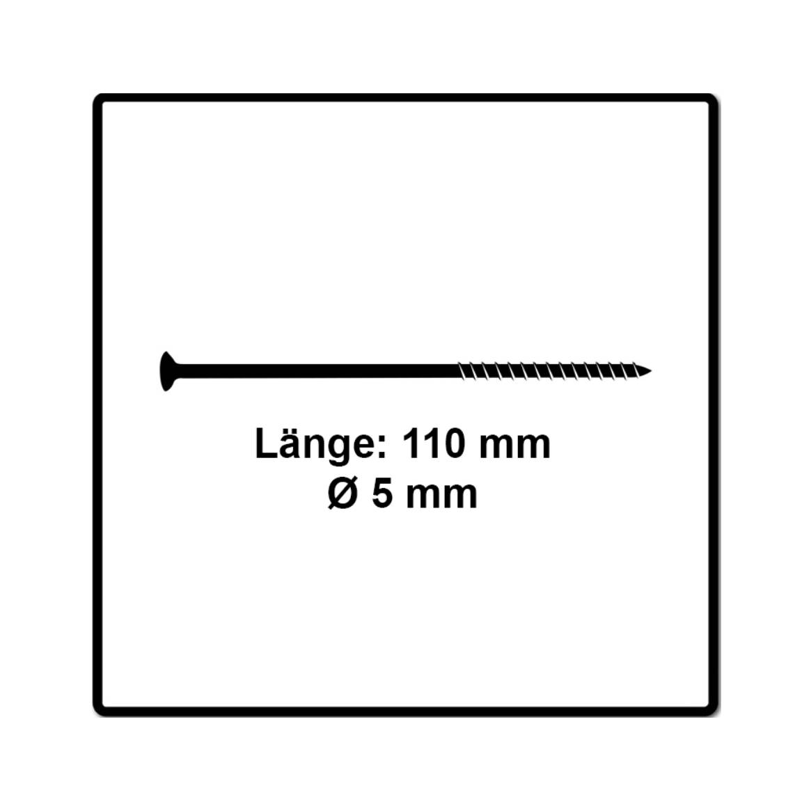 Fischer Power-Fast II FPF II Spanplattenschraube 5,0x110 mm 50 Stück ( 670673 ) Senkkopf mit Torx Teilgewinde galvanisch verzinkt, blau passiviert