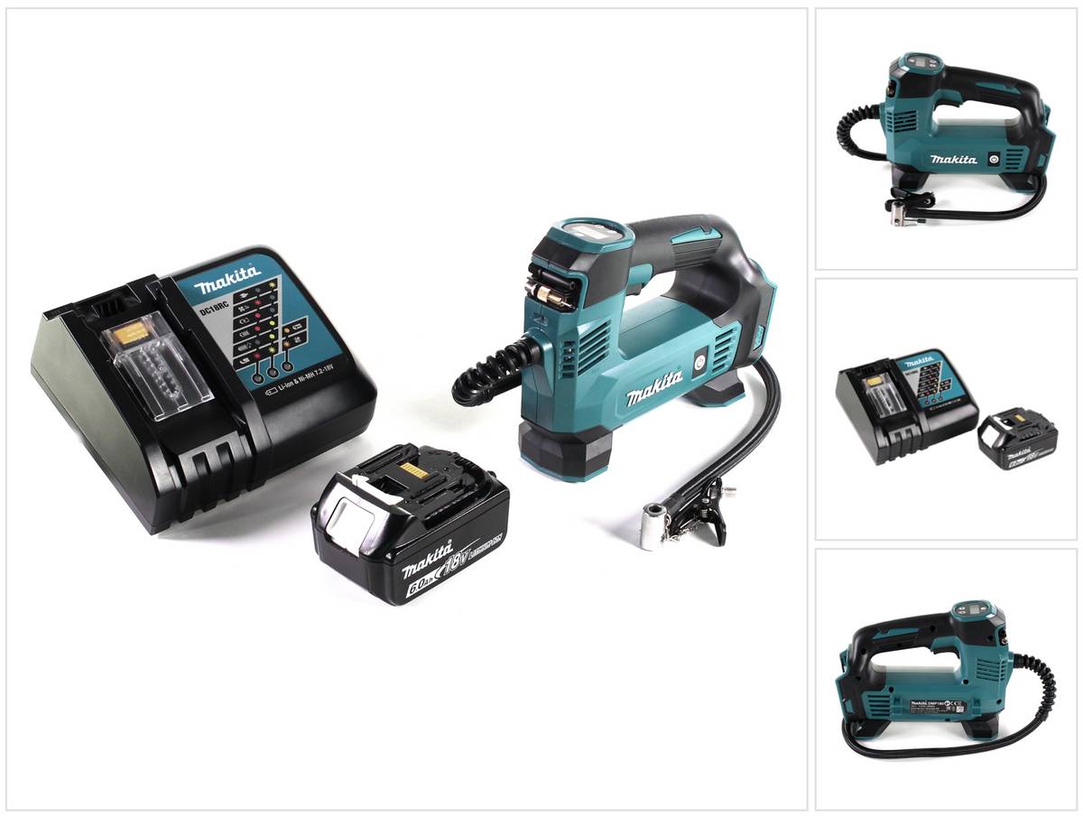 Makita DMP 180 RG1 Akku Kompressor 18 V 8,3 bar + 1x Akku 6,0 Ah + Ladegerät