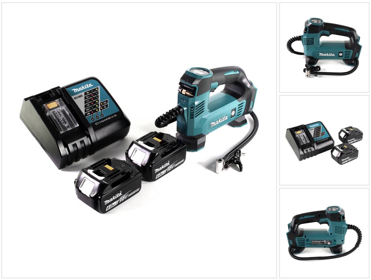Makita DMP 180 RG Akku Kompressor 18 V 8,3 bar + 2x Akku 6,0 Ah + Ladegerät