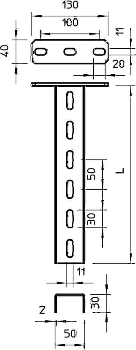 OBO Bettermann U-Stiel m.Kopfplatte US 3 K 40 FT