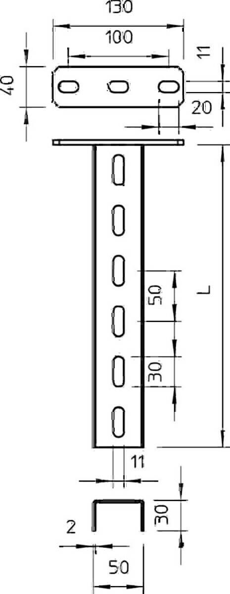 OBO Bettermann U-Stiel m.Kopfplatte US 3 K 40 FT