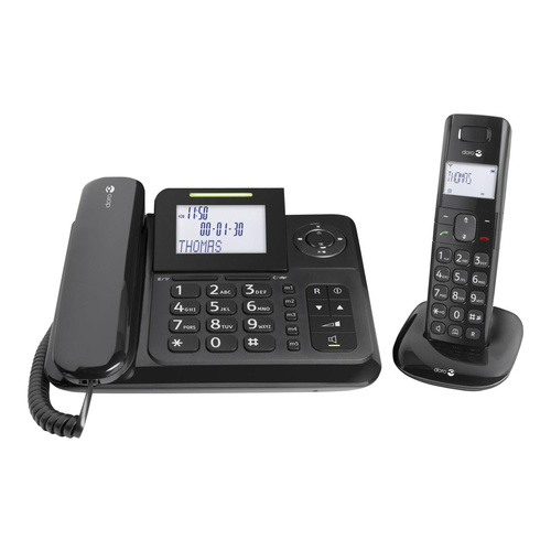 Doro Comfort 4005 Combo, Tischtelefon mit Mobilteil Schnurgebundenes Telefon mit Anrufbeantworter und schurlosem Mobilteil,Hörgeräte kompatibel, 5