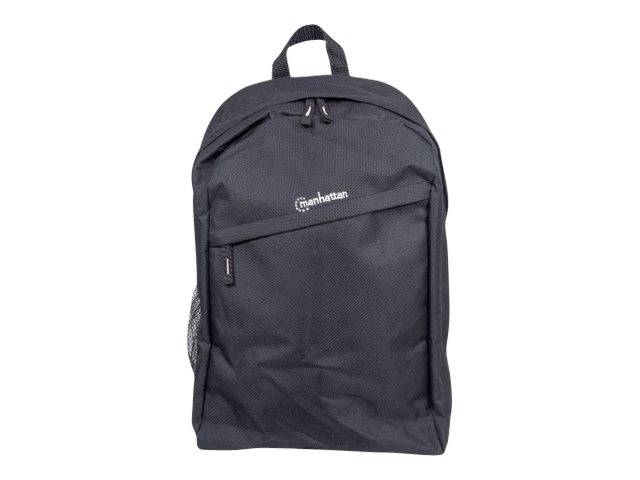 Manhattan Knappack Backpack 15.6", Black, LOW COST, Lightweight, Internal Laptop Sleeve, Accessories Pocket, Padded Adjustable Shoulder Straps