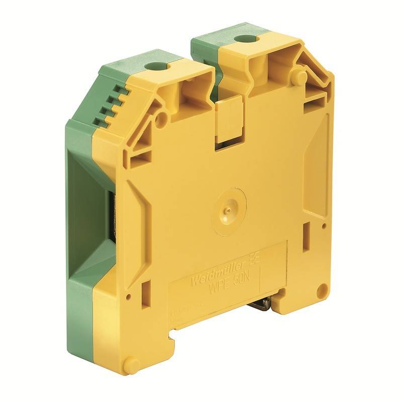 Ein gelb-grünes elektrisches Komponentenmodul mit Herstellerbranding, verwendet in industrieller Automatisierung oder Steuerungssystemen.