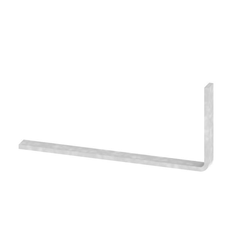 L-förmige Metallhalterung, verwendet zum Abstützen von Regalen oder zur Stabilisierung von Möbeln, auf einem einfachen weißen Hintergrund dargestellt.