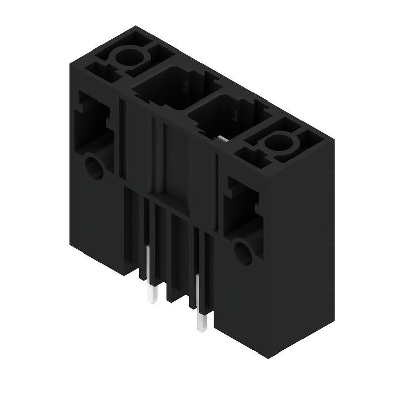 Ein dreipinniger, schwarzer rechteckiger elektrischer Stecker mit einem Kunststoffgehäuse und Metallkontakten, der für elektronische Geräteverbindungen konzipiert ist.