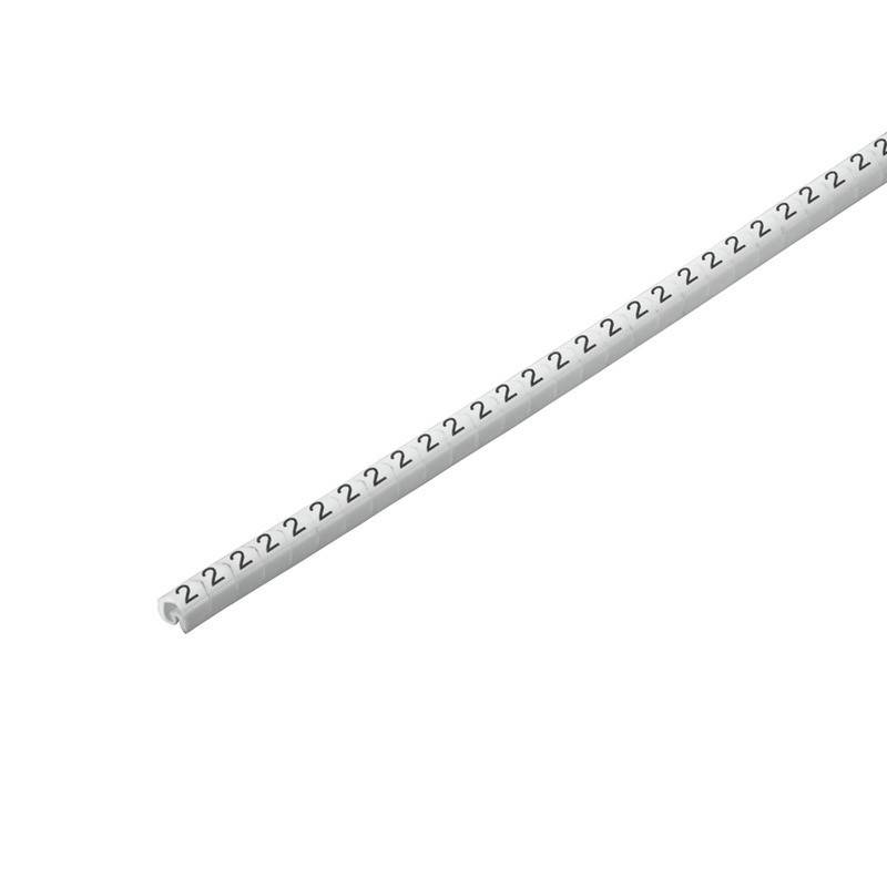Ein langer, weißer Stab, auf dem die Zahl '2' wiederholt in Schwarz entlang seiner Länge gedruckt ist.