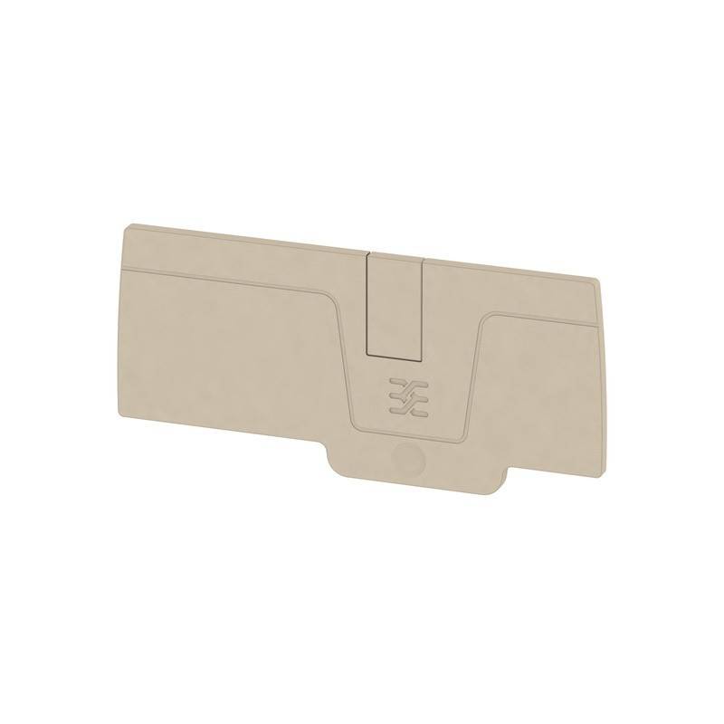 Eine beige Wandhalterung aus Kunststoff mit rechteckiger Form und erhöhtem Markensymbol in der Mitte.