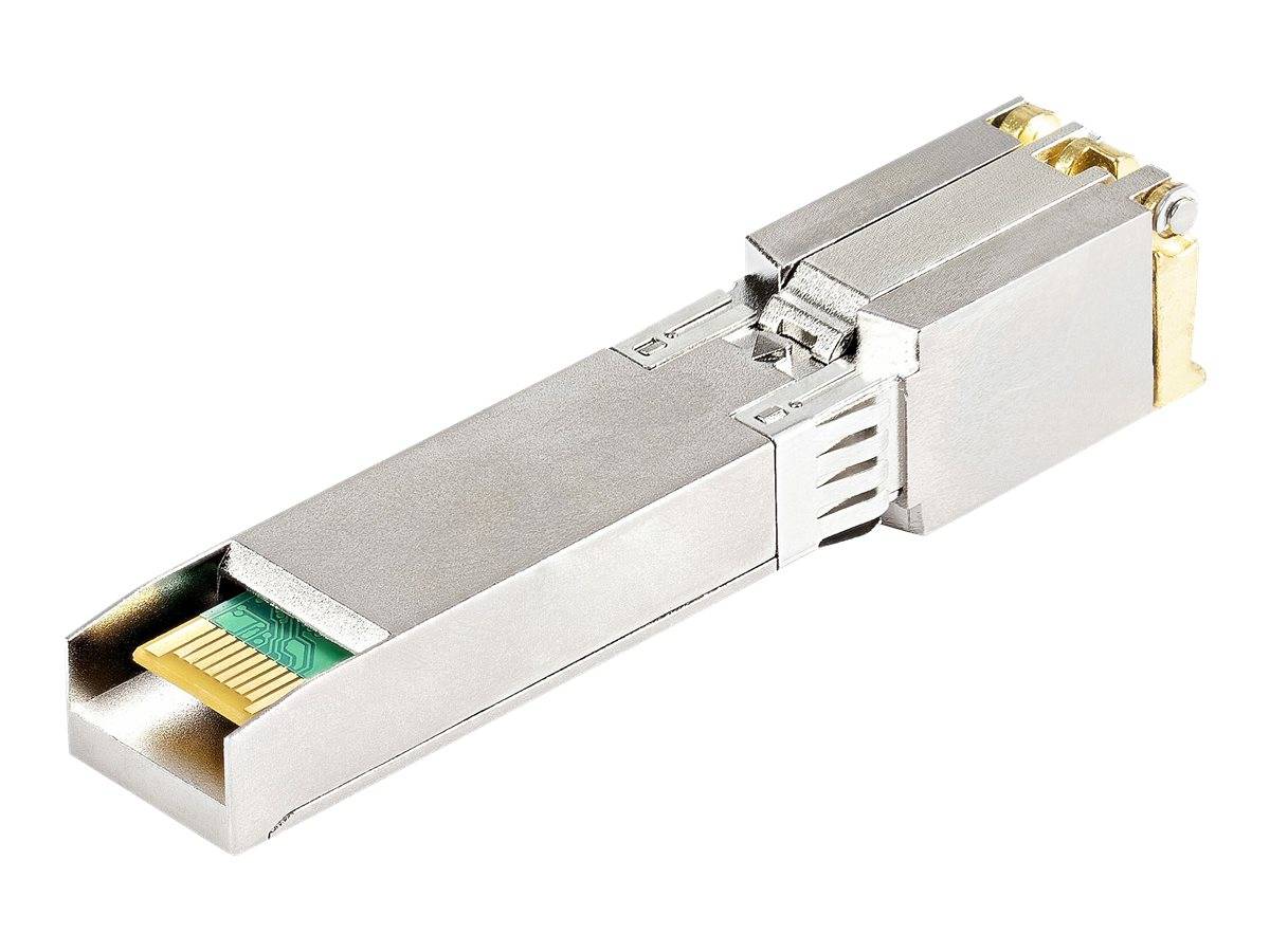 Metall-SFP-Faseroptikverstärkermodul auf weißem Hintergrund dargestellt.