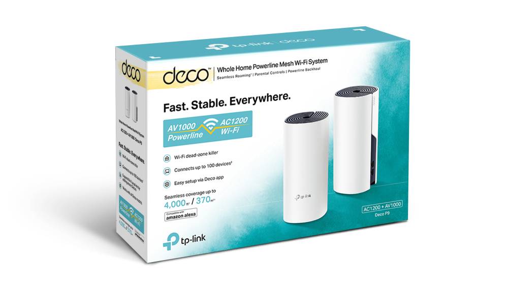 TP-Link Deco P9 - Powerline Adapter (2 Router) - bis zu 371 m² - Netz - GigE, HomePlug AV (HPAV)