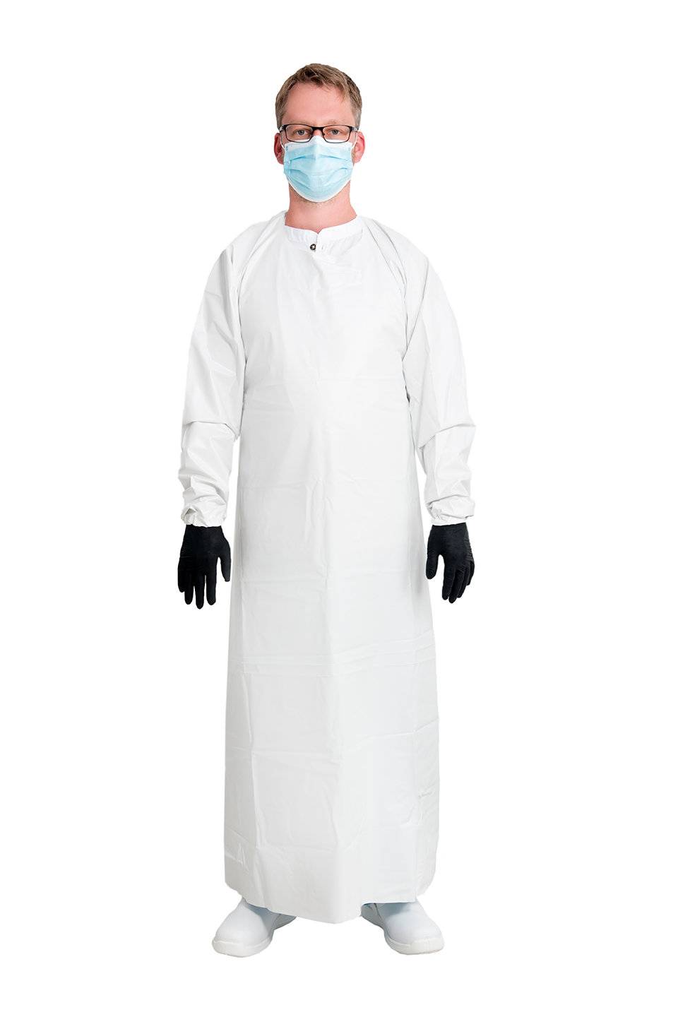 emissimo Mehrweg Ärmelschürze MSK135, weiß, 90x135 cm (HACCP Variante)