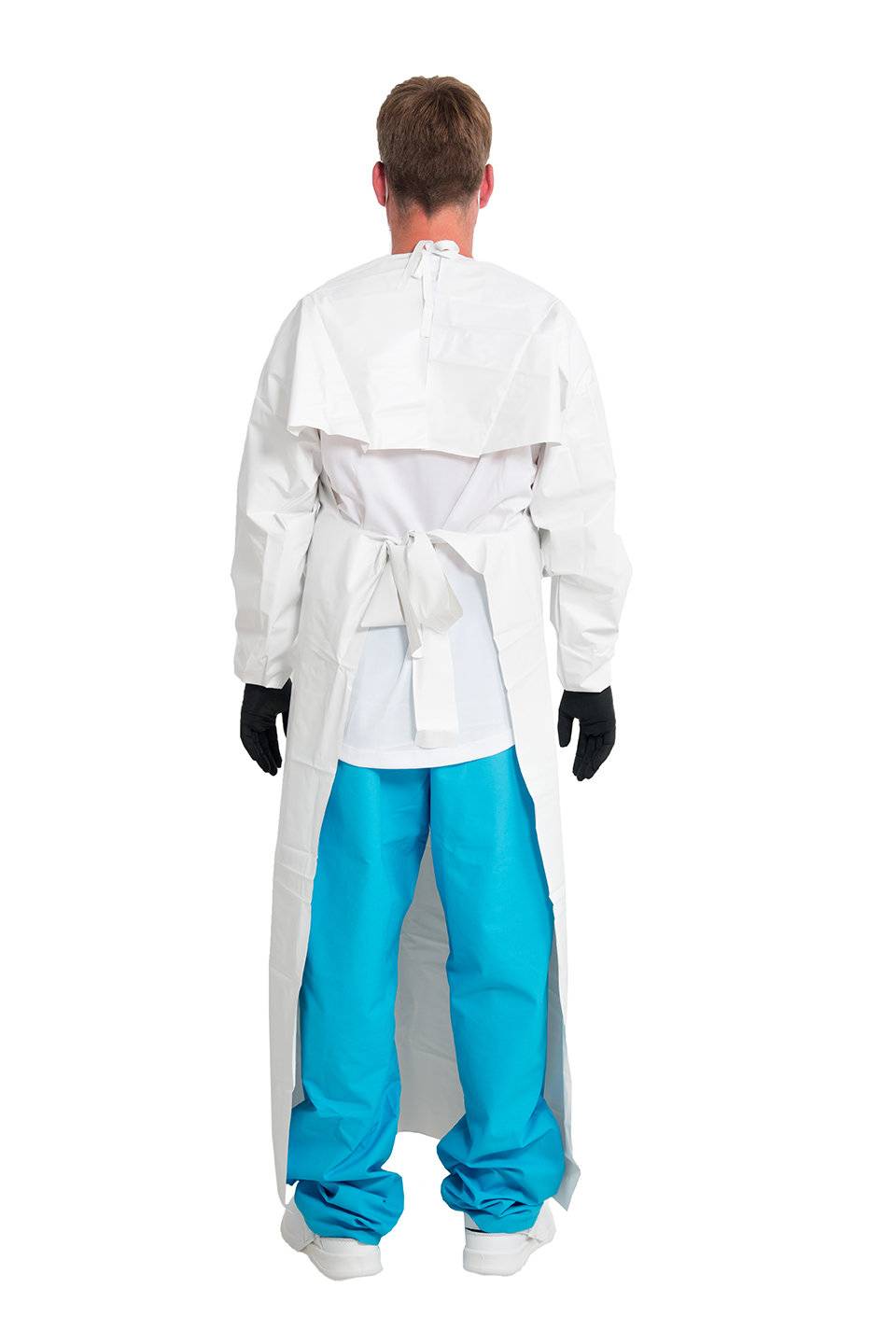 emissimo Mehrweg Schutzkittel MSK135OC, Bindebänder, Gummibündchen, weiß, 90x135 cm (Klinik Var.)