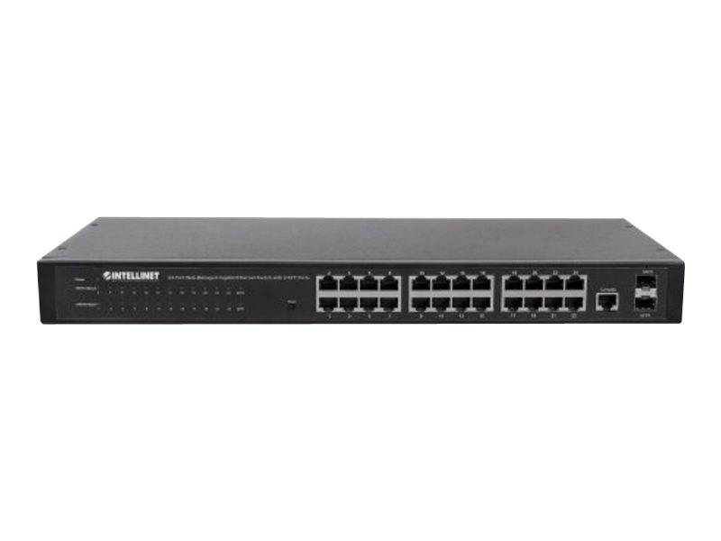 Intellinet 24-Port Web-Managed Gigabit Ethernet Switch mit 2 SFP-Ports, 24 x 10/100/1000 Mbit/s RJ45 Ports + 2 x SFP, IEEE 802.3az Energy Efficient