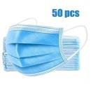 Byflying  50x Einweg Maske 3-lagig Mund Nasen Abdeckung- Blau 50er-Set