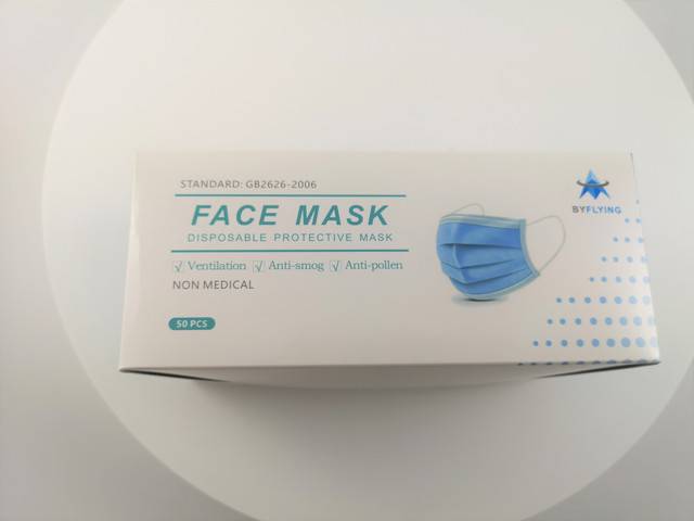 Byflying  50x Einweg Maske 3-lagig Mund Nasen Abdeckung- Blau 50er-Set