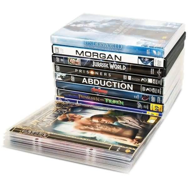 DVD Schutzhüllen 162x185mm transparent mit Klappe und Abheftrand VE=100 Stück