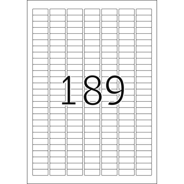 Universal-Etiketten Papier weiß selbstklebend 25,4x10mm 100 Blatt=18900 Etiketten