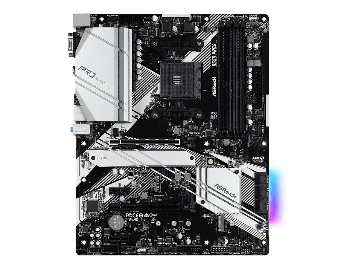 ASRock B550 Pro4 - Motherboard - ATX - Socket AM4 - AMD B550 Chipsatz - USB-C Gen2, USB 3.2 Gen 1, USB 3.2 Gen 2 - Gigabit LAN - Onboard-Grafik