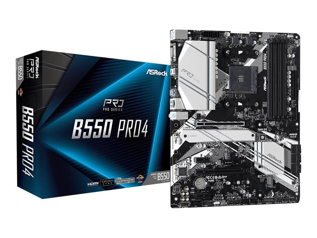 ASRock B550 Pro4 - Motherboard - ATX - Socket AM4 - AMD B550 Chipsatz - USB-C Gen2, USB 3.2 Gen 1, USB 3.2 Gen 2 - Gigabit LAN - Onboard-Grafik