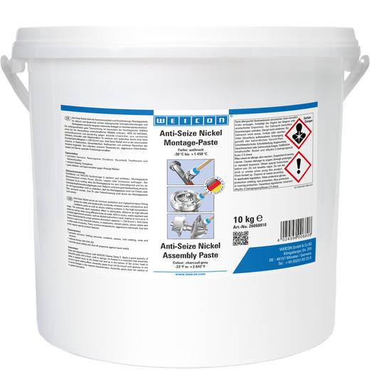 WEICON Anti-Seize Nickel Montagepaste | Schmier- und Trennmittelpaste hochtemperaturbeständig | 10 kg | anthrazit