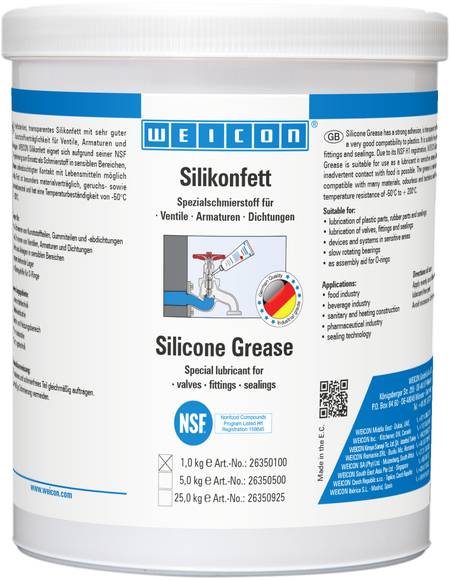 WEICON Silikonfett | lebensmittelechtes Schmierfett | 1 kg | farblos, transluzent
