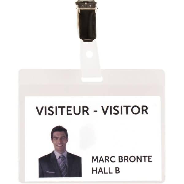 Namensschild Besucher Set 103x82,5mm Clip Kunststoff klar VE=25 Stück