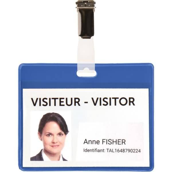 Namensschild Besucher Set 103x82,5mm Clip Kunststoff blau VE=25 Stück