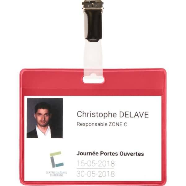 Namensschild Besucher Set 103x82,5mm Clip Kunststoff rot VE=25 Stück