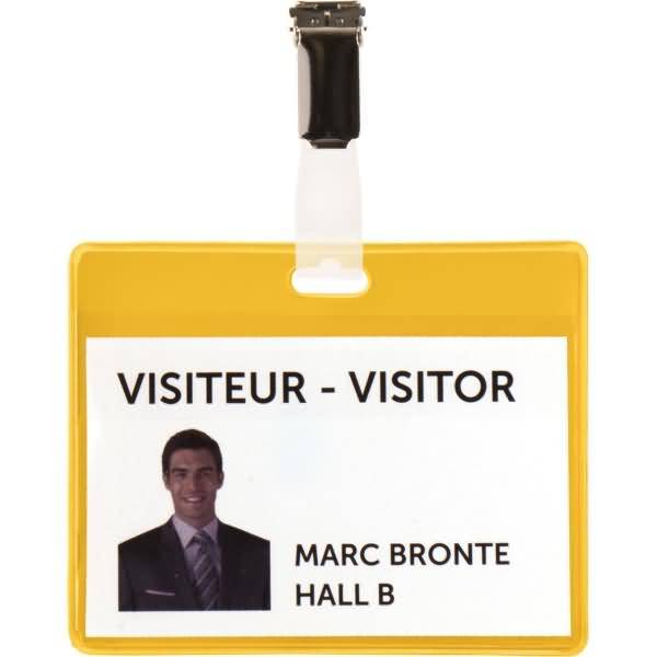 Namensschild Besucher Set 103x82,5mm Clip Kunststoff gelb VE=25 Stück