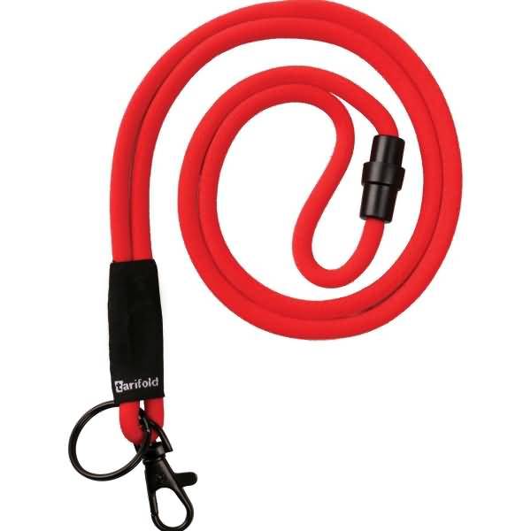 Kompfort-Umhängeband rund 5mm mit Karabiner/Schlüsselring rot VE=10 Stück