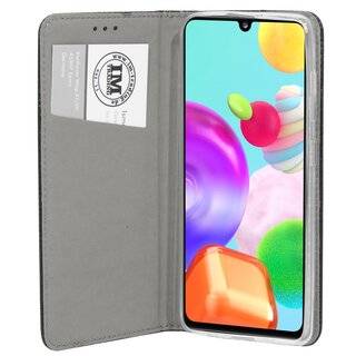 Buch Tasche "Smart" kompatibel mit SAMSUNG GALAXY A41 ( A415F ) Handy Hülle Etui Brieftasche Schutzhülle mit Standfunktion, Kartenfach Schwarz