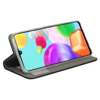 Buch Tasche "Smart" kompatibel mit SAMSUNG GALAXY A41 ( A415F ) Handy Hülle Etui Brieftasche Schutzhülle mit Standfunktion, Kartenfach Schwarz