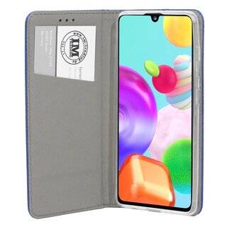 Buch Tasche "Smart" kompatibel mit SAMSUNG GALAXY A41 ( A415F ) Handy Hülle Etui Brieftasche Schutzhülle mit Standfunktion, Kartenfach Blau